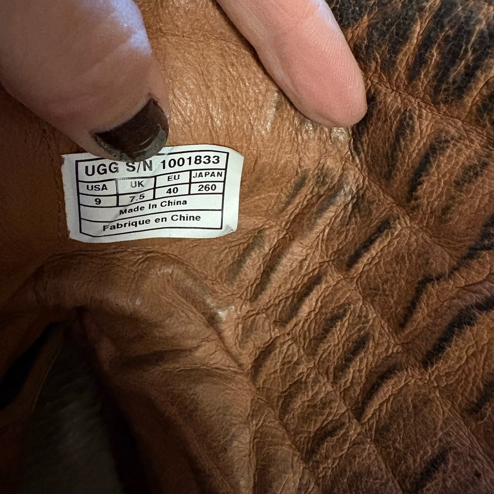 UGG Tatum leather moto biker boots in brown size 9 - Picture 6 of 6